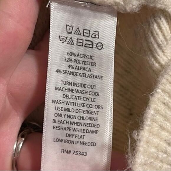 William Rast- Women’s Long Sleeve Nubby Sweater Ivory Alpaca Blend, Size Large - Picture 8 of 11